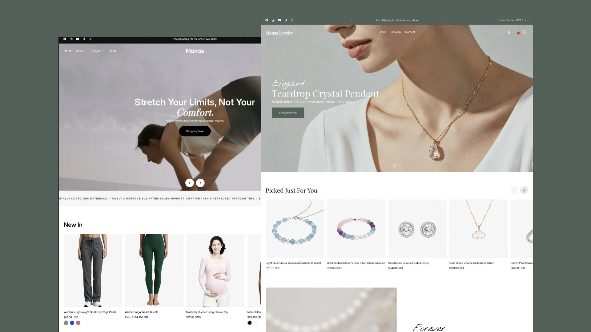 Manas is an editorial-grade, ultra-lightweight Shopify OS 2.0 theme thoughtfully crafted for minimalist women’s fashion, designer boutiques, fine jewelry, and wellness lifestyle brands. Built with a mobile-first philosophy and zero legacy bloat, Manas combines high-end aesthetics with powerful native features—allowing ambitious DTC merchants to create stunning, high-converting storefronts without paying for expensive monthly app subscriptions.